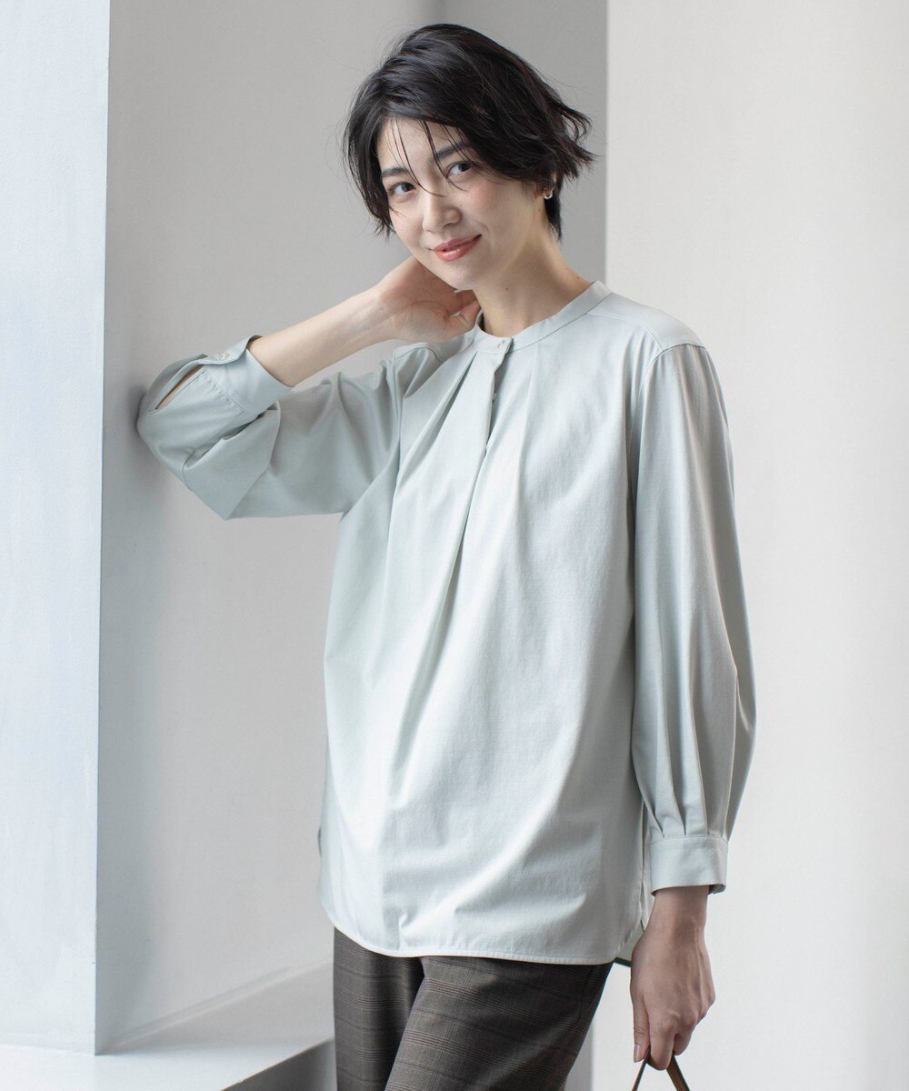 【オンワード】 J.PRESS LADIES L（大きいサイズ）>トップス シャツジャージー バンドカラー カットソー ミント T15 レディース