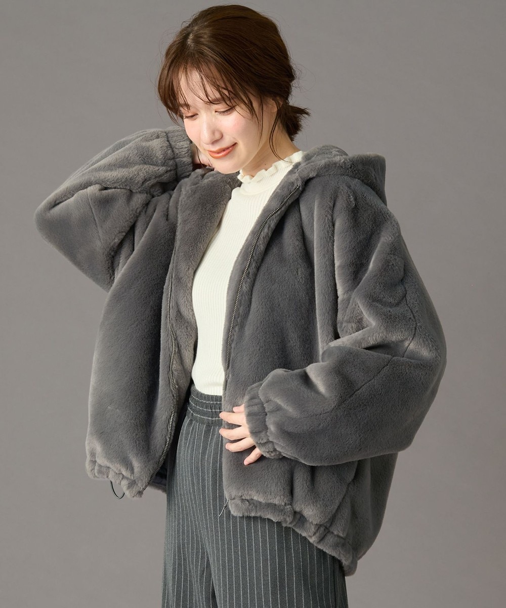 【オンワード】 ANY>ジャケット/アウター 【手洗い可】ファーブルゾン チャコール F レディース 【オンワード】 ANY>ジャケット/アウター 【手洗い可】ファーブルゾン チャコール F レディース