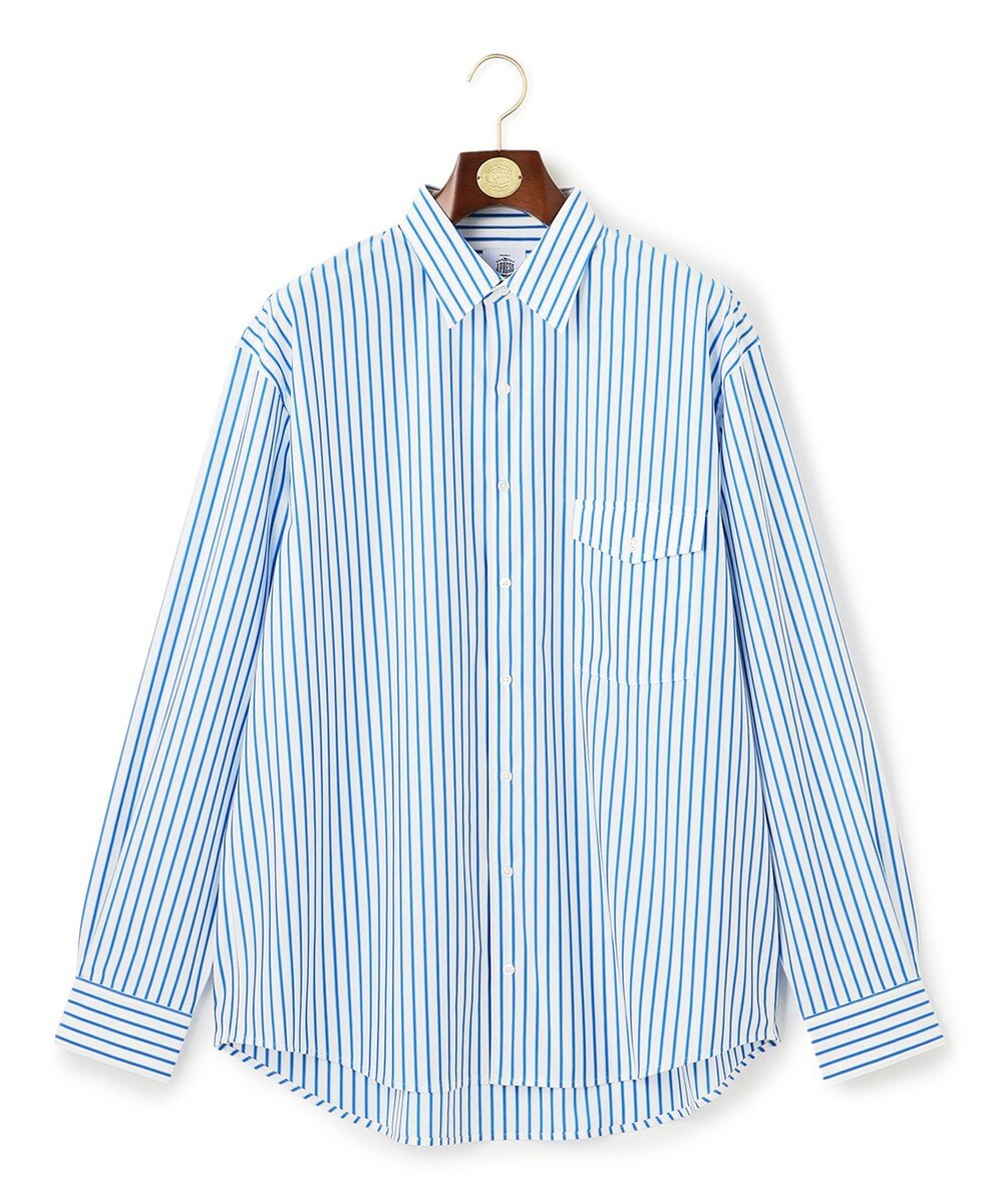 【オンワード】 J.PRESS MEN>トップス 【J.PRESS ORIGINALS】SUVIN TYPEWRITER JERSEY 46G STRIPE SHIRT / JAPAN MADE サックスブルー LL メンズ