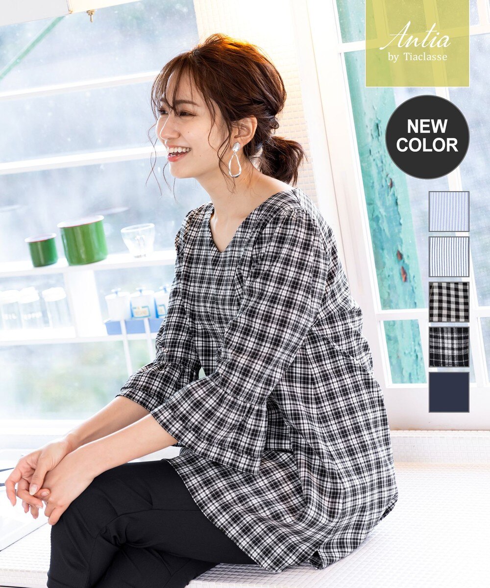 【洗える】程よい甘さが大人可愛い七分袖ティアードチュニック