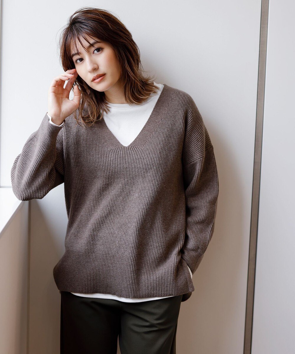 【オンワード】 UNFILO L>トップス ウォームコットン ロング Tシャツ ブラック 44 レディース 【送料無料】