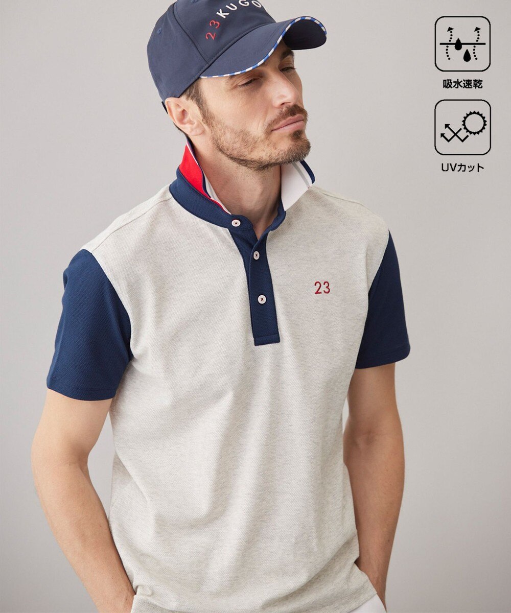 【オンワード】 23区GOLF>トップス 【MEN】【吸水速乾/UVカット】ベーシック ポロシャツ ライトグレー M メンズ