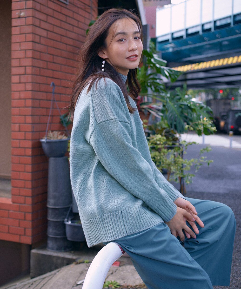 【オンワード】 any FAM L>トップス 【優木まおみさん着用・洗える】ラムウールテイル ニット オフ 4 レディース 【送料無料】