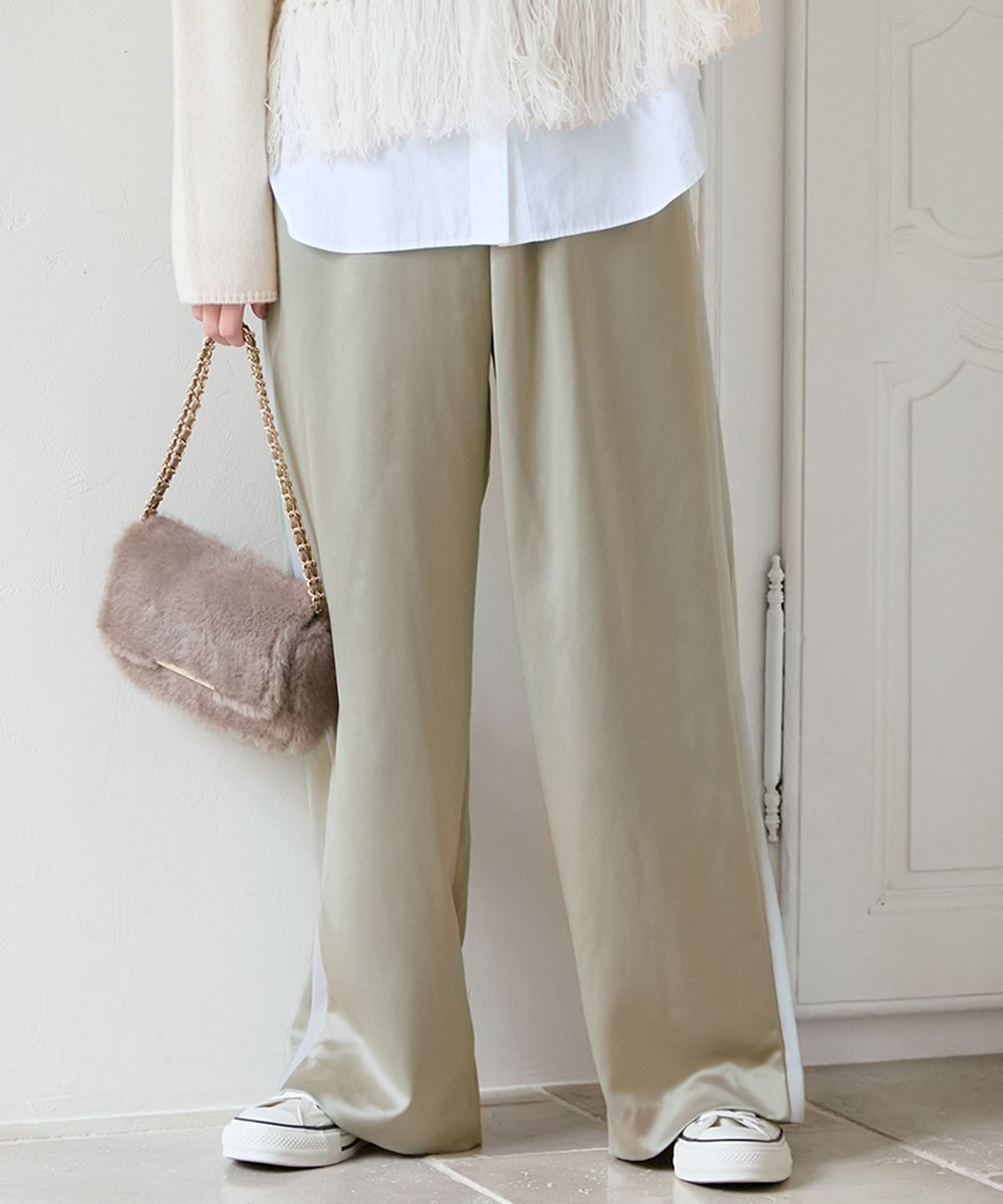 【オンワード】 23区>パンツ 【SLOW/一部店舗限定】ブライトサテン ライン パンツ グレージュ 38 レディース 【オンワード】 23区>パンツ 【SLOW/一部店舗限定】ブライトサテン ライン パンツ グレージュ 38 レディース