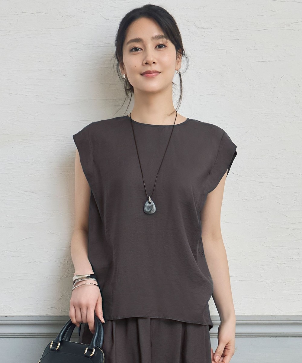 【オンワード】 自由区>トップス 【カタログ掲載・セットアップ対応・接触冷感・UVケア・洗える】エアリーツイルノースリーブ ブラウス バーント 40 レディース 【オンワード】 自由区>トップス 【カタログ掲載・セットアップ対応・接触冷感・UVケア・洗える】エアリーツイルノースリーブ ブラウス バーント 40 レディース