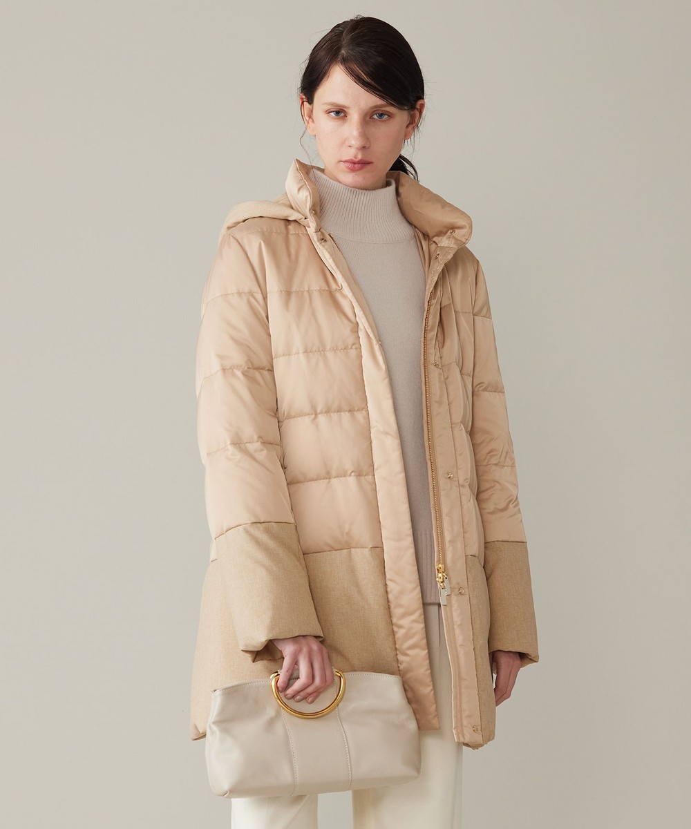 【オンワード】 自由区 L(大きいサイズ)>ジャケット/アウター 【撥水加工・洗える】ブライトダウンフード付き ダウンコート シャンパンベージュ 44 レディース 【オンワード】 自由区 L(大きいサイズ)>ジャケット/アウター 【撥水加工・洗える】ブライトダウンフード付き ダウンコート シャンパンベージュ 44 レディース