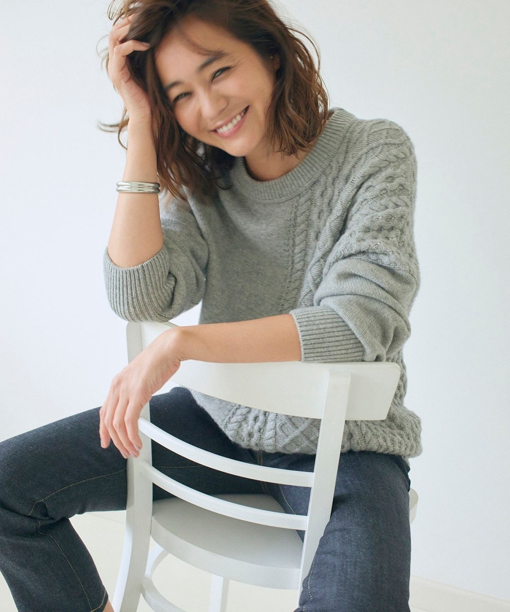 【オンワード】 ICB L>トップス 【人気のため新色追加・マガジン掲載】Soft Wool Cashmere Mix ケーブルニット(番号CL28) ロイヤルブルー L レディース 【送料無料】