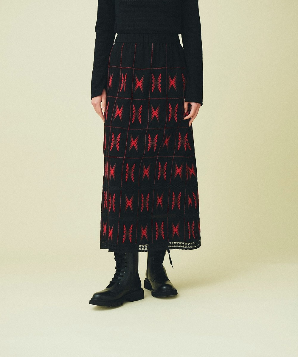 ＜オンワード＞GRACE CONTINENTAL>スカート キカ刺繍ロングスカート ブラック 36 レディース 【送料無料】