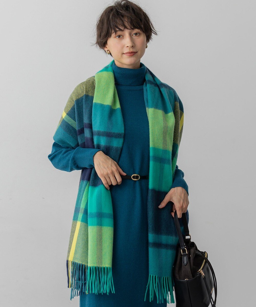 【オンワード】 23区>ファッション雑貨 【LEE10月号掲載】カシミヤ チェック ストール グリーン F レディース
