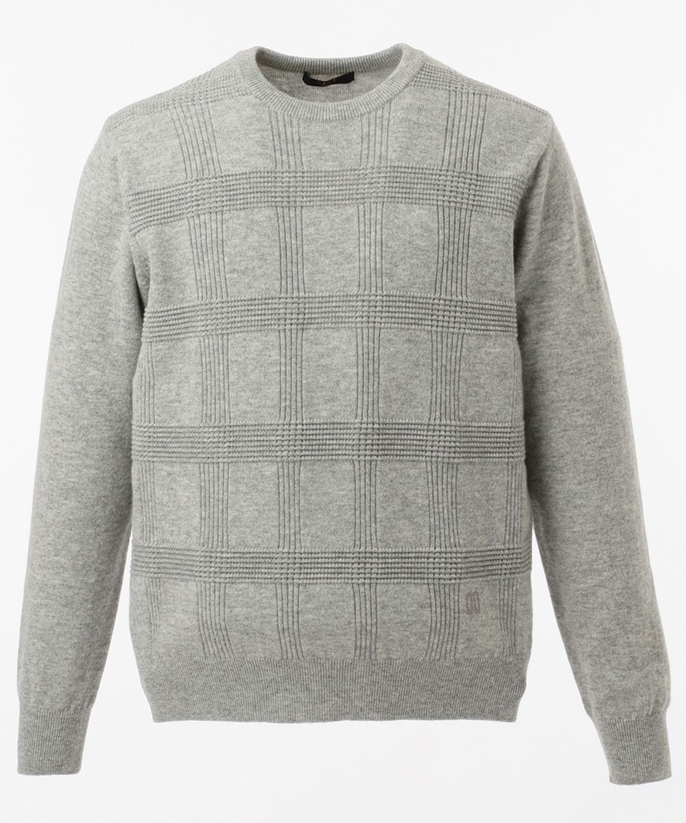 【オンワード】 DAKS>トップス 12ゲージタックチェック ニット ライトグレー M メンズ 【送料無料】