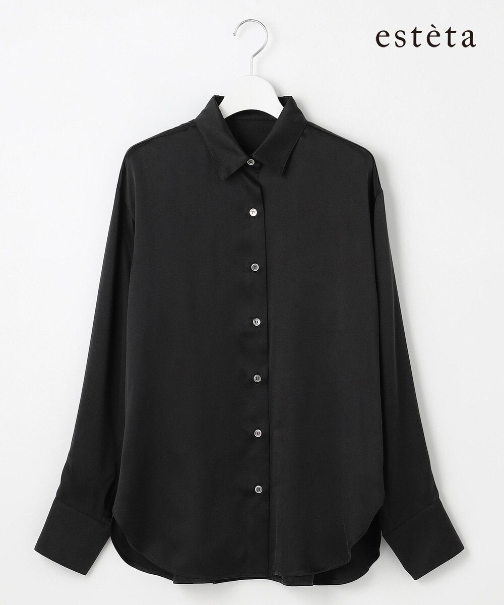 【オンワード】 23区 S（小さいサイズ）>トップス 【エステータ】シルクサテン シャツ ブラック 32 レディース