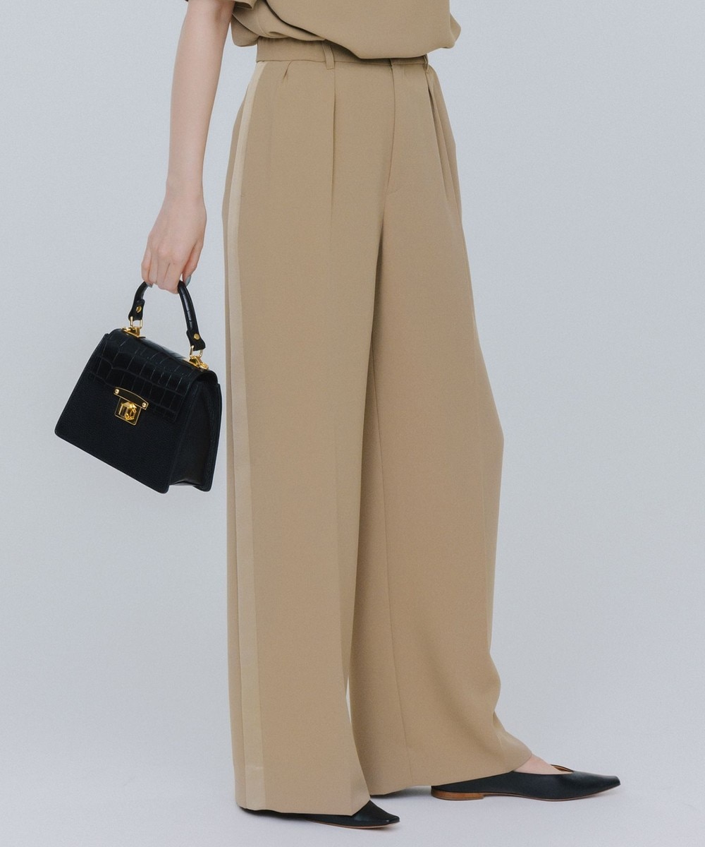 【オンワード】 自由区>パンツ 【SHIHOさんコラボ・洗える】バックサテンジョーゼットワイド パンツ モカ 38 レディース 【オンワード】 自由区>パンツ 【SHIHOさんコラボ・洗える】バックサテンジョーゼットワイド パンツ モカ 38 レディース