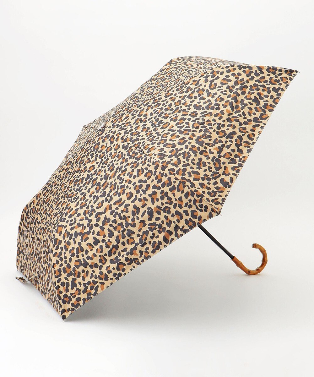 【オンワード】 ANY>ファッション雑貨 【晴雨兼用/UVケア】バンブーハンドル折りたたみ傘 レオパード F レディース