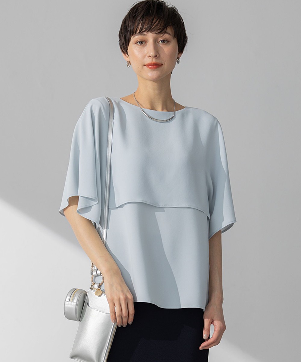 【オンワード】 23区>トップス 【吸水速乾/UVカット/接触冷感】ストレッチジョーゼット ケープデザイン カットソー スカイブルー 38 レディース 【オンワード】 23区>トップス 【吸水速乾/UVカット/接触冷感】ストレッチジョーゼット ケープデザイン カットソー スカイブルー 38 レディース