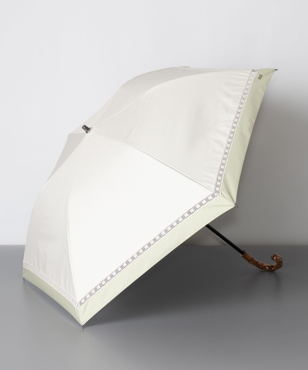 ＜オンワード＞AURORA>ファッション雑貨 Blao（ブラオ）バイカラー柄 プチ折り晴雨兼用傘（トップフラット折傘）日傘 オフホワイト FREE レディース 【送料無料】