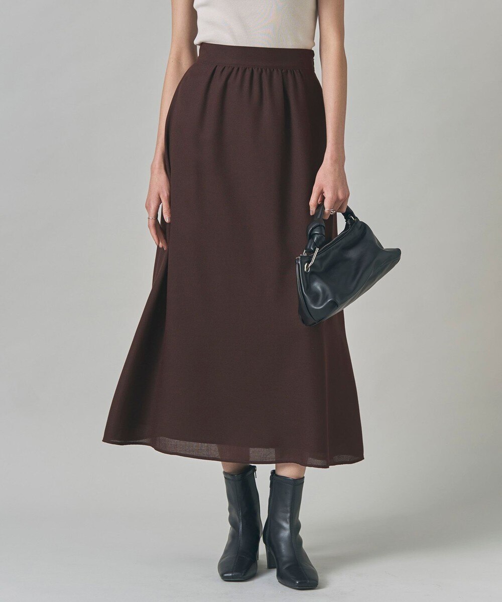 【オンワード】 ICB L（大きいサイズ）>スカート 【洗える】 シアービエラ フレアスカート ダークブラウン 40 レディース