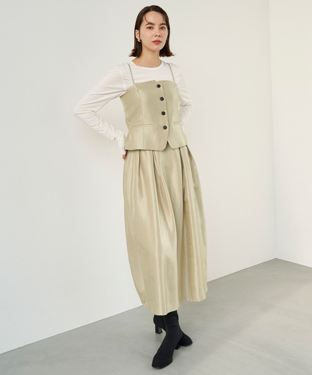 【オンワード】 UNFILO>ワンピース 【STORY×UNFILOコラボ】ビスチェセットアップ 3点セット シャンパンベージュ S レディース 【オンワード】 UNFILO>ワンピース 【STORY×UNFILOコラボ】ビスチェセットアップ 3点セット シャンパンベージュ S レディース