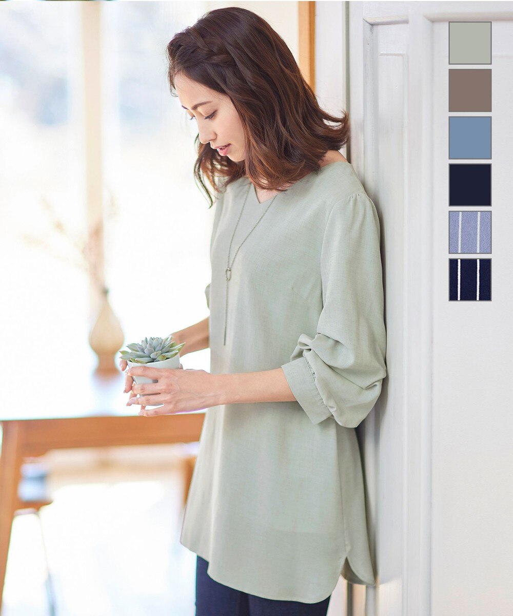 【洗える】大人可愛いつまみタックパフ袖チュニック