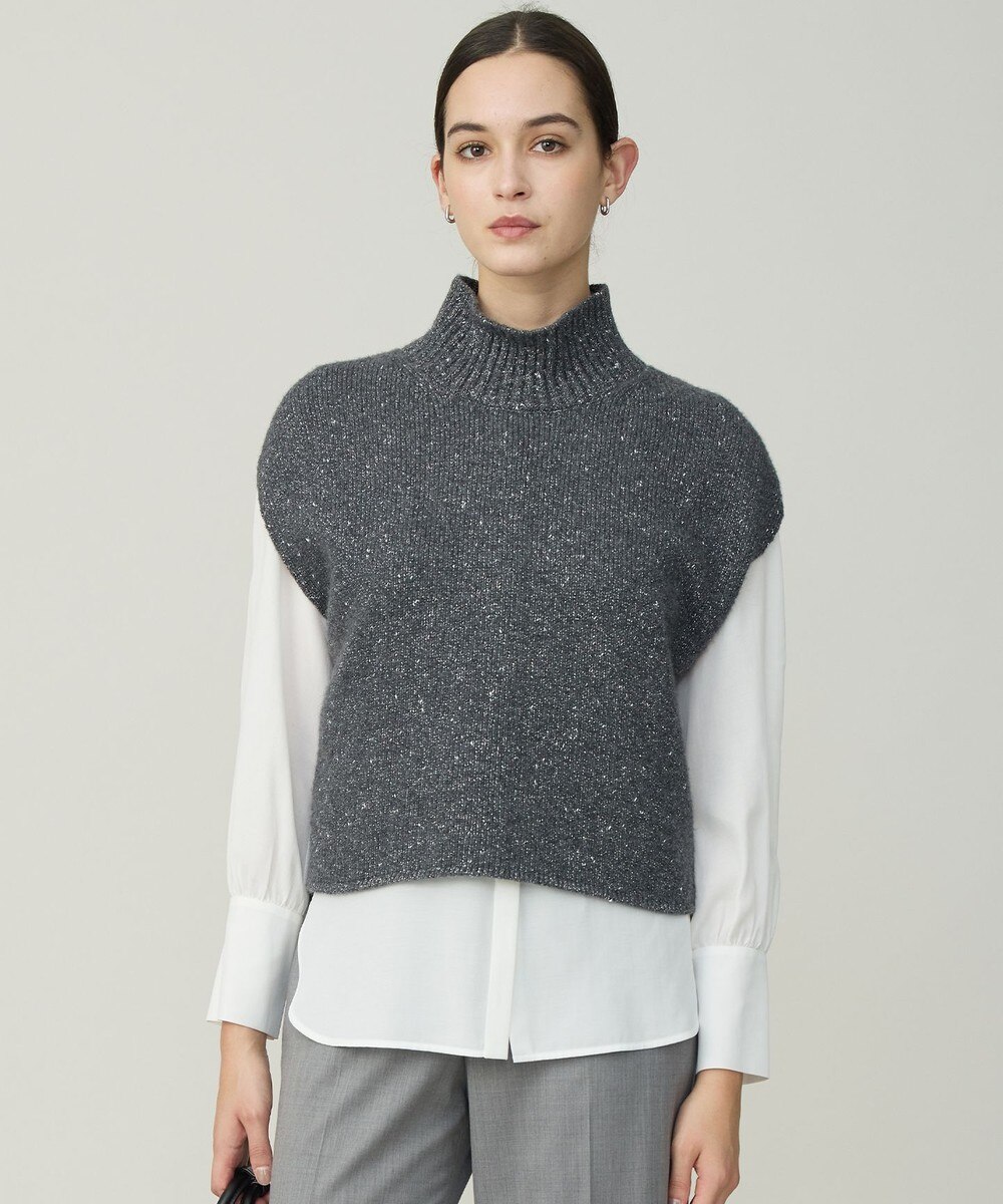 【オンワード】 ICB>トップス 【30th ANNIVERSARY】 カシミヤブレンドルレックス ハイネックニットベスト ミディアムグレー XS レディース