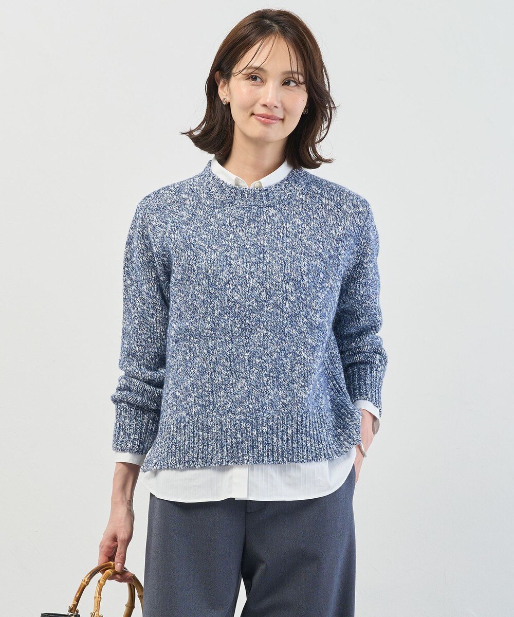 【オンワード】 J.PRESS LADIES>トップス Color Yarn クルーネック ニット ネイビー L レディース