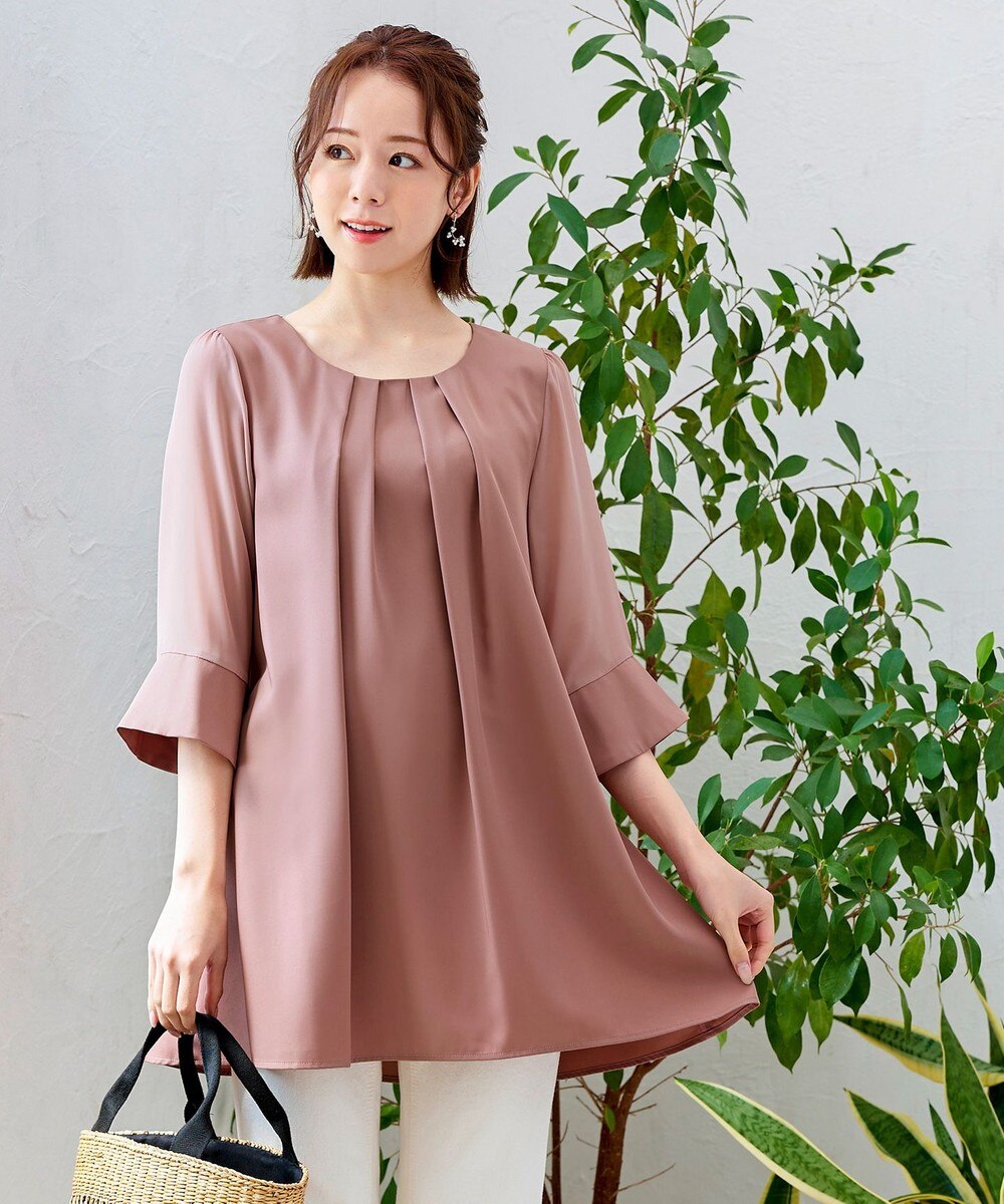 【洗える】シフォン袖コンビチュニック