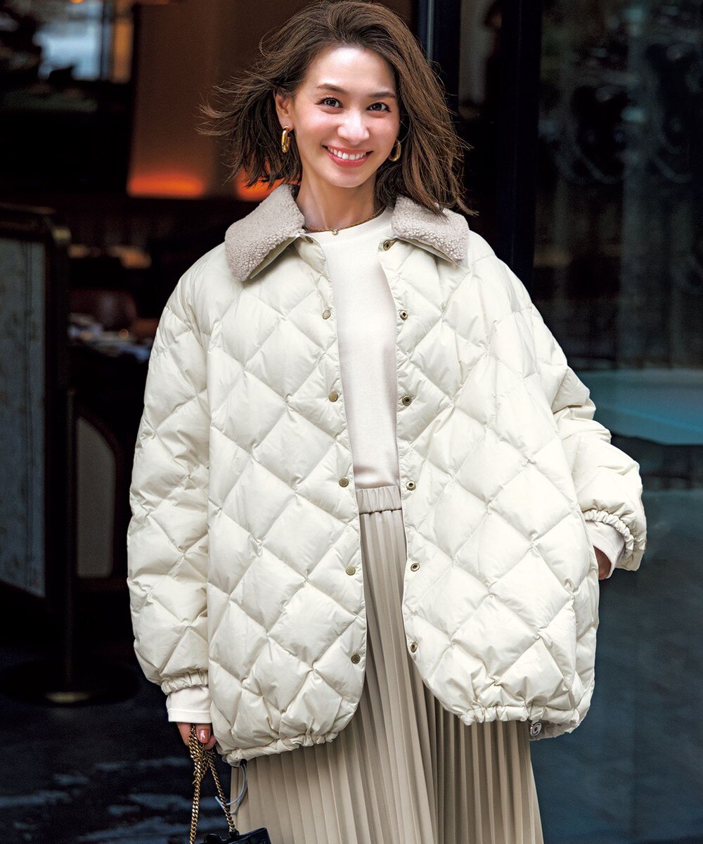 【オンワード】 UNFILO>ジャケット/アウター 【TAION×UNFILO】 ボア襟 リバーシブルダウン アイボリー L レディース 【オンワード】 UNFILO>ジャケット/アウター 【TAION×UNFILO】 ボア襟 リバーシブルダウン アイボリー L レディース