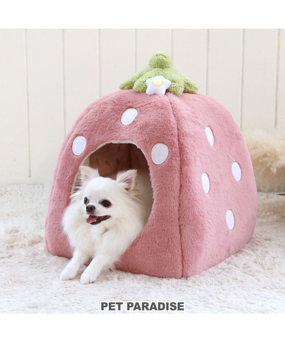 PET PARADISE>ペットグッズ 犬 おしゃれ ハウス (38×38×40cm) いちご 小 ピンク（淡） - 【送料無料】