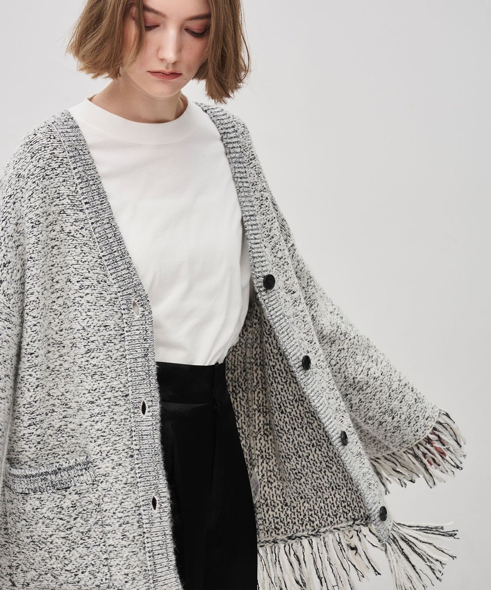 【オンワード】 uncrave>トップス ツィードニット ジャケット オフ×ブラック F レディース 【オンワード】 uncrave>トップス ツィードニット ジャケット オフ×ブラック F レディース