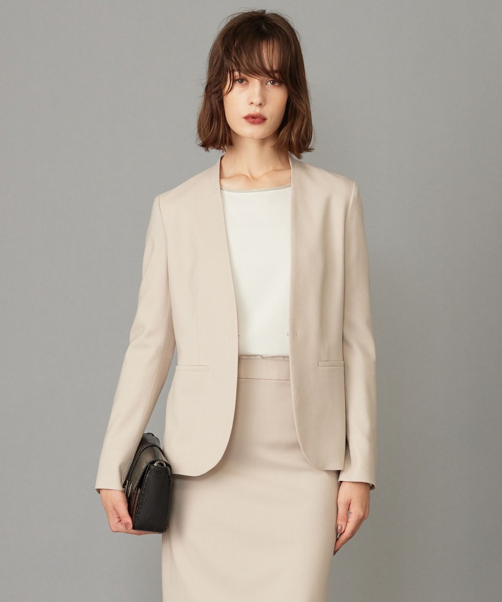 【オンワード】 ICB>ジャケット/アウター 【セットアップ対応】ウールストレッチ ノーカラージャケット トープ 0 レディース 【オンワード】 ICB>ジャケット/アウター 【セットアップ対応】ウールストレッチ ノーカラージャケット トープ 0 レディース