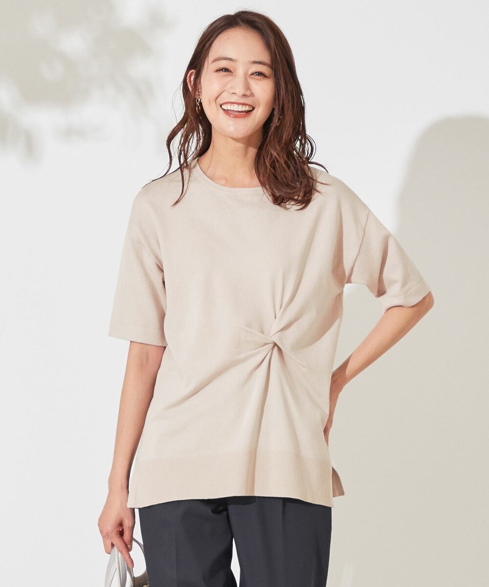 【オンワード】 any SiS S>トップス 【洗える】ツイストポイントチュニック ニット ライトモカ 0 レディース 【送料無料】