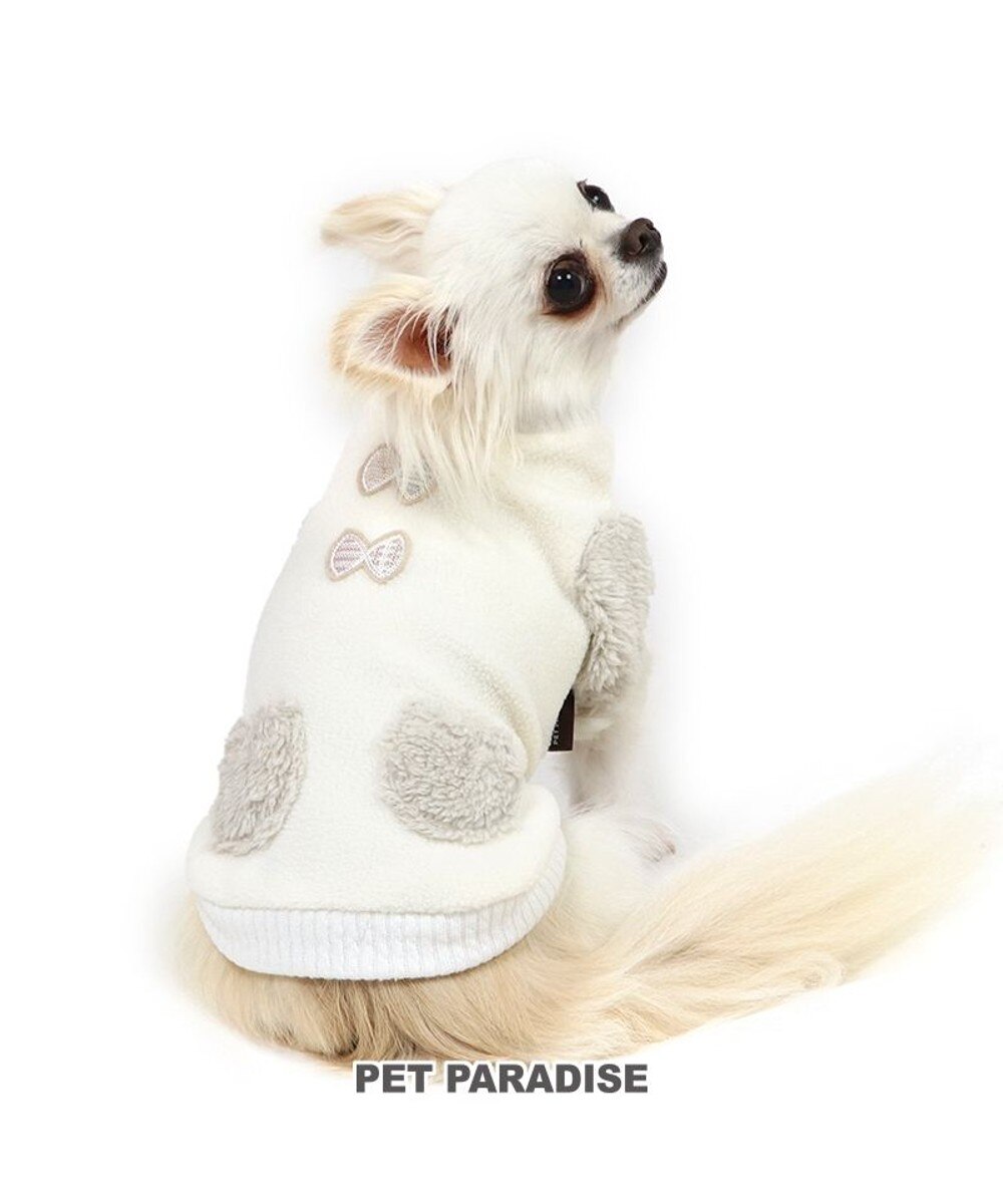 PET PARADISE>ペットグッズ 犬 服 フリース トレーナー 【小型犬】 ワンダフルストレッチ りぼん刺繍 - ３Ｓ