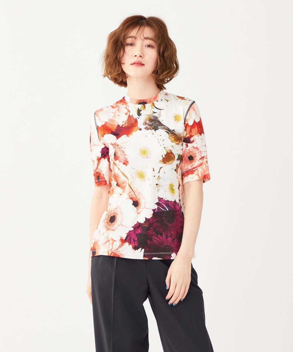 【オンワード】 Paul Smith>トップス 【洗える】フラワーマーケット Tシャツ ホワイト L レディース 【送料無料】