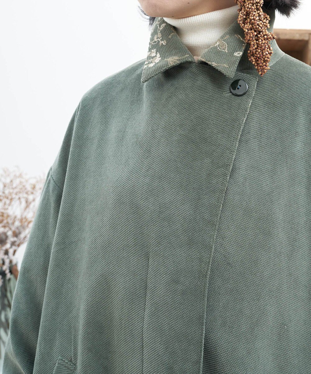 ＜オンワード＞muuc>ジャケット/アウター 〈遠州織物の工場で織られた上質なコットンコーデュロイ生地〉花刺繍ショートコート（セットアップ可能） グリーン 02 レディース 【送料無料】