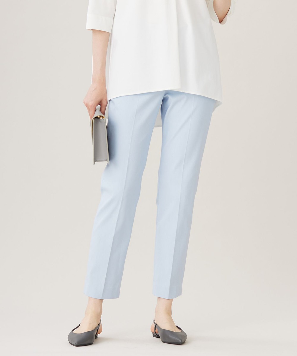 【オンワード】 自由区>パンツ 【接触冷感・UVカット・吸水速乾】シェルタリングオックステーパード パンツ サックス 40 レディース 【オンワード】 自由区>パンツ 【接触冷感・UVカット・吸水速乾】シェルタリングオックステーパード パンツ サックス 40 レディース