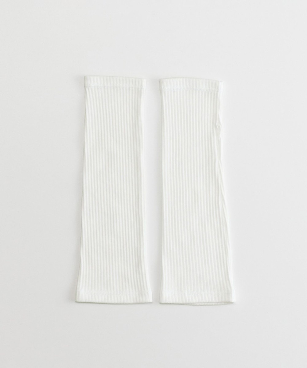 【オンワード】 ORuKuBET>ファッション雑貨 organic cotton rib arm cover / UVカット ホワイト L レディース 【送料当社負担】