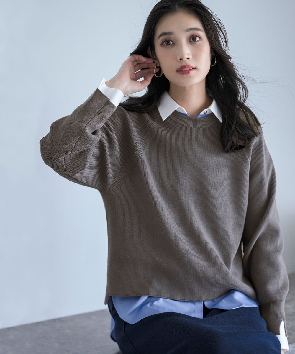 【オンワード】 ANY SIS>トップス 【洗える】ニットレイヤード シャツ ツインセット チャコール×ブルー M レディース 【オンワード】 ANY SIS>トップス 【洗える】ニットレイヤード シャツ ツインセット チャコール×ブルー M レディース