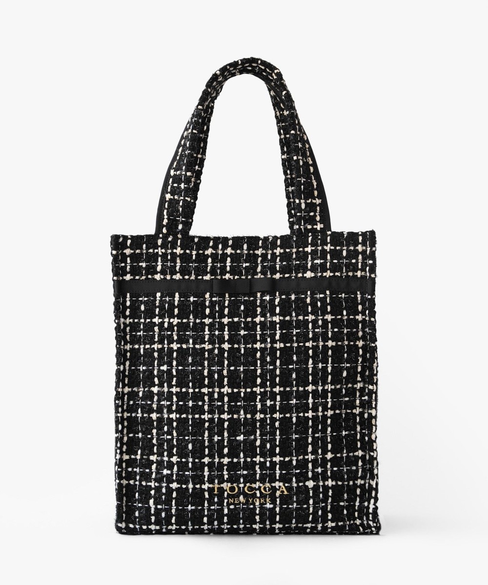 【オンワード】 TOCCA>バッグ 【百田夏菜子さん着用】【11/25(火)までの受注生産】【A4サイズ対応】COLOR OF GLORY CUSTOMIZED BAG カスタマイズ トートバッグ ブラックツイード×細リボン F レディース