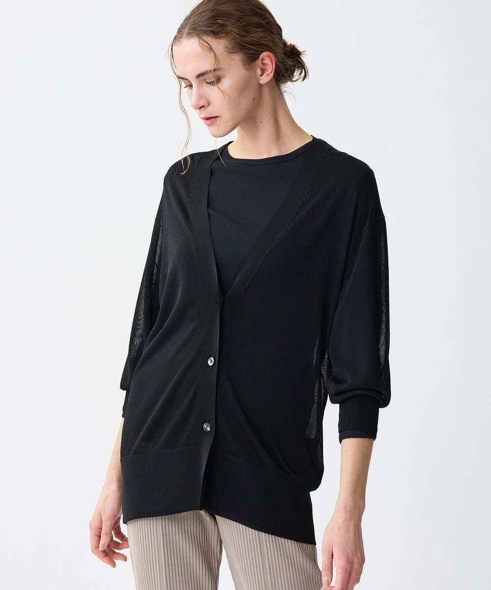 【オンワード】 uncrave>トップス 【接触冷感・手洗い可】ラスターシアーニット ロングカーディガン ブラック F レディース 【オンワード】 uncrave>トップス 【接触冷感・手洗い可】ラスターシアーニット ロングカーディガン ブラック F レディース