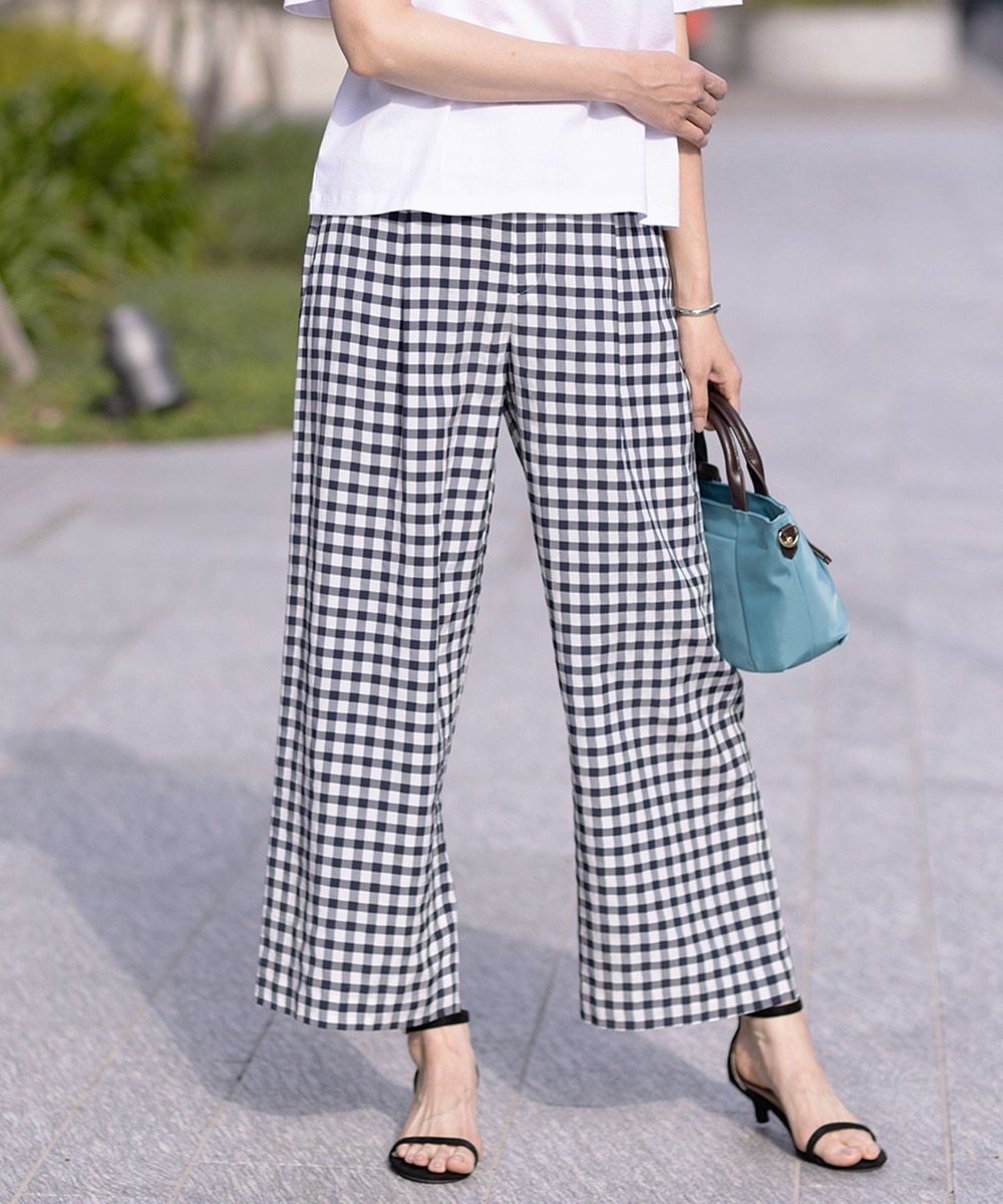 【オンワード】 J.PRESS LADIES>パンツ 【洗える】アセVisギンガム イージー パンツ ネイビー 9 レディース 【オンワード】 J.PRESS LADIES>パンツ 【洗える】アセVisギンガム イージー パンツ ネイビー 9 レディース