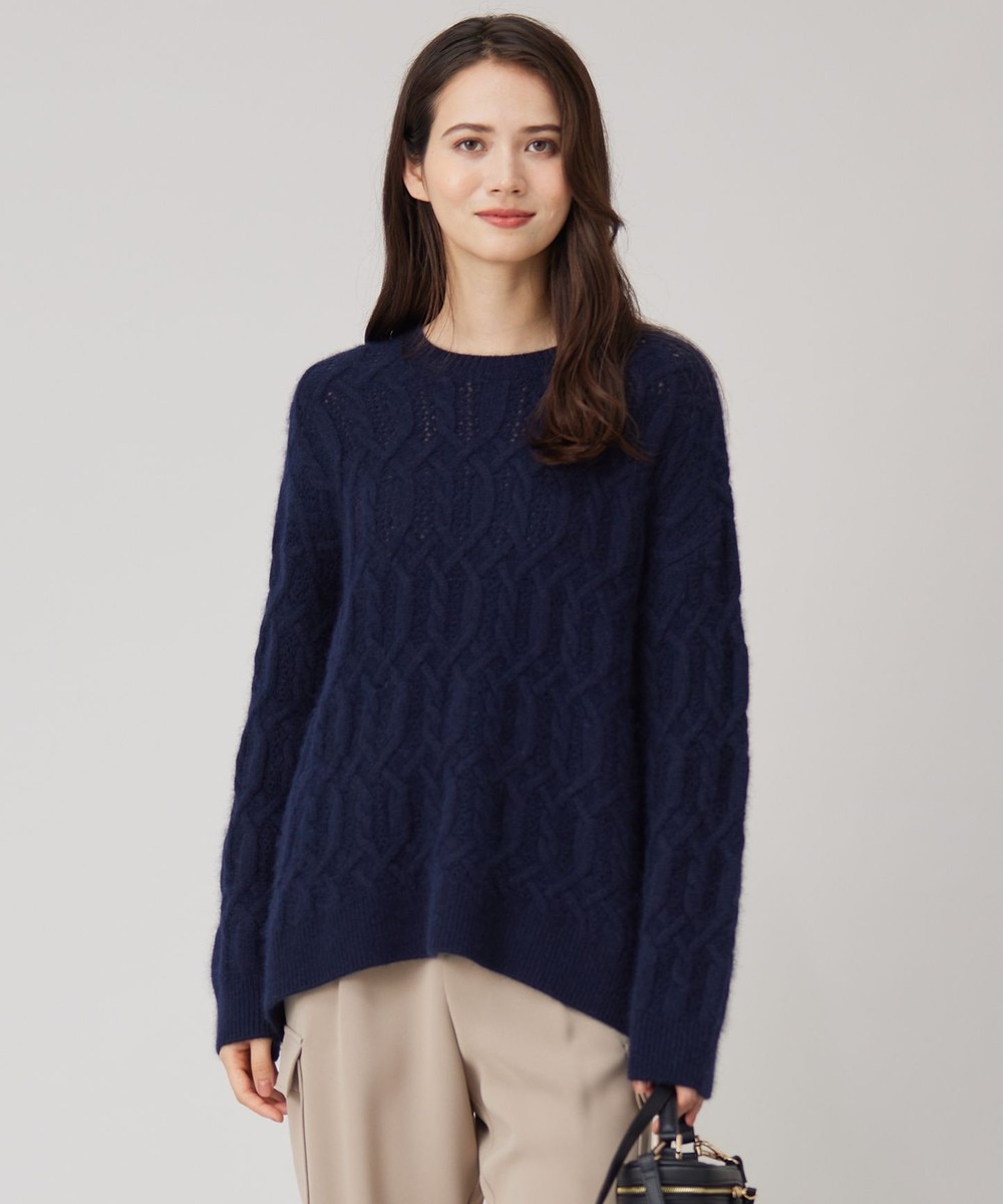 【オンワード】 自由区>トップス へアリーケーブル ニット ネイビー 38 レディース 【オンワード】 自由区>トップス へアリーケーブル ニット ネイビー 38 レディース