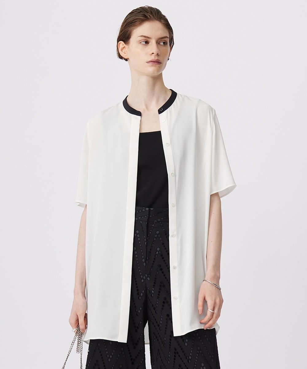 【オンワード】 ICB>トップス 【接触冷感・UVケア・速乾・洗える】BackSatinAmunzen バンドカラーチュニックブラウス オフホワイト S レディース 【オンワード】 ICB>トップス 【接触冷感・UVケア・速乾・洗える】BackSatinAmunzen バンドカラーチュニックブラウス オフホワイト S レディース