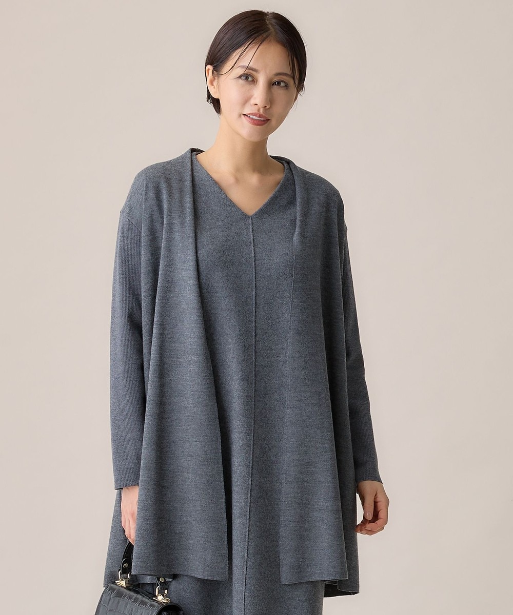 【オンワード】 自由区 S(小さいサイズ)>トップス 【洗える】ウールニットコンビジャージー ライトアウター グレー 32 レディース 【オンワード】 自由区 S(小さいサイズ)>トップス 【洗える】ウールニットコンビジャージー ライトアウター グレー 32 レディース