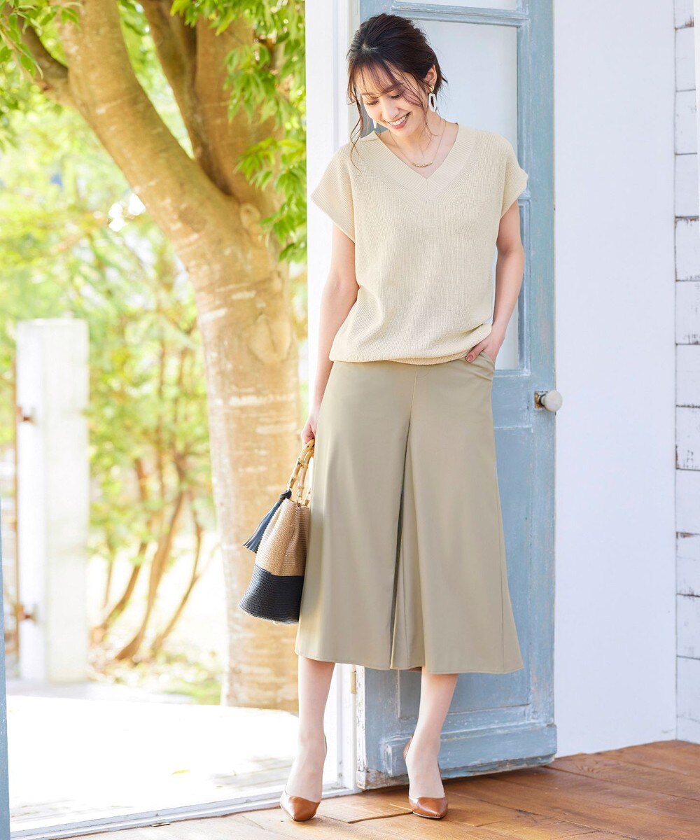 【日本製・リラックス】快適な着心地のノビテックフレアワイドパンツ