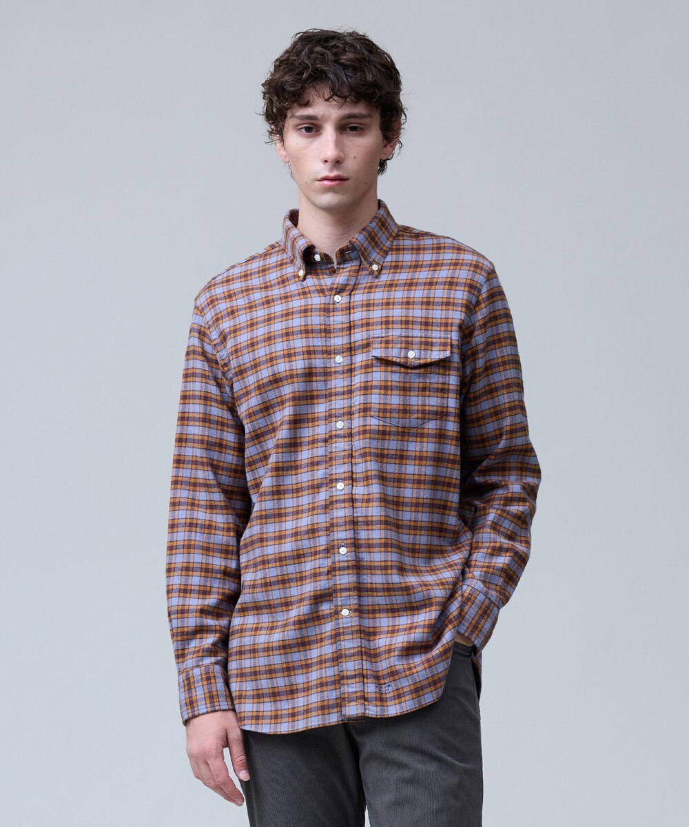 【オンワード】 J.PRESS MEN>トップス テンセルミックスコットンネルシャツ / B.D. グレー L メンズ