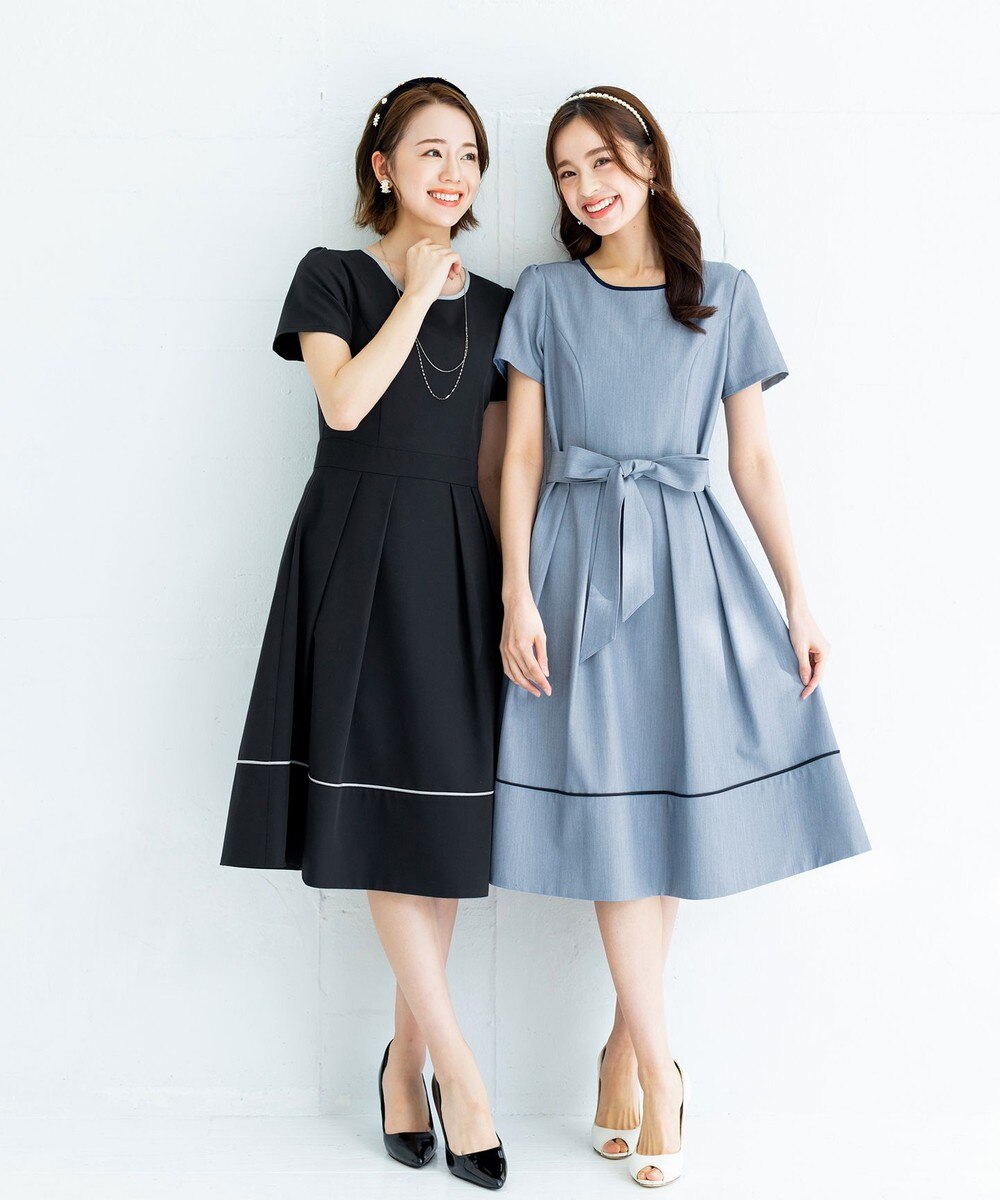 【洗える】大人女性が選ぶ上品な配色パイピングワンピース