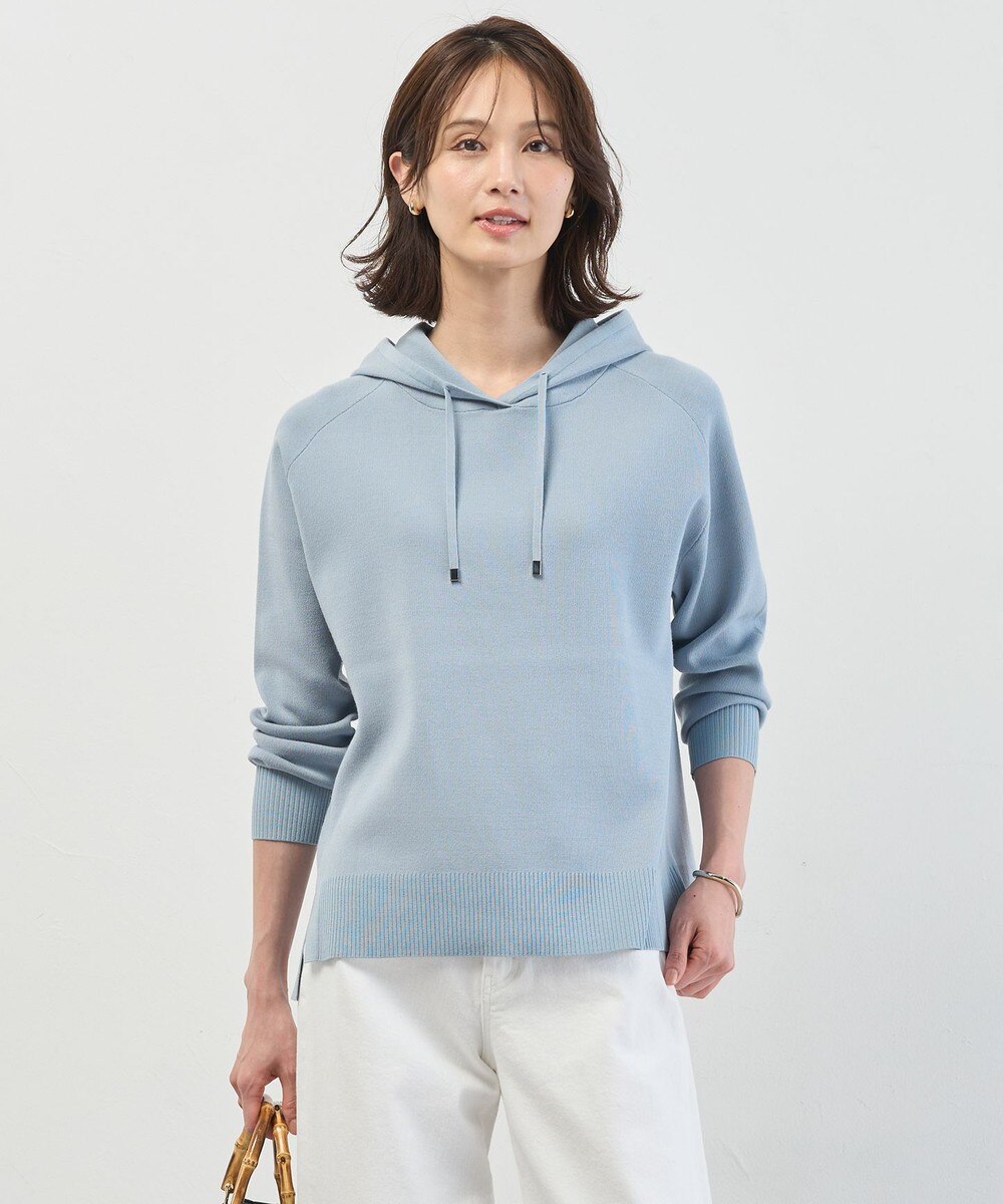 【オンワード】 J.PRESS LADIES>トップス 【洗える】Smooth ニット パーカー サックス L レディース
