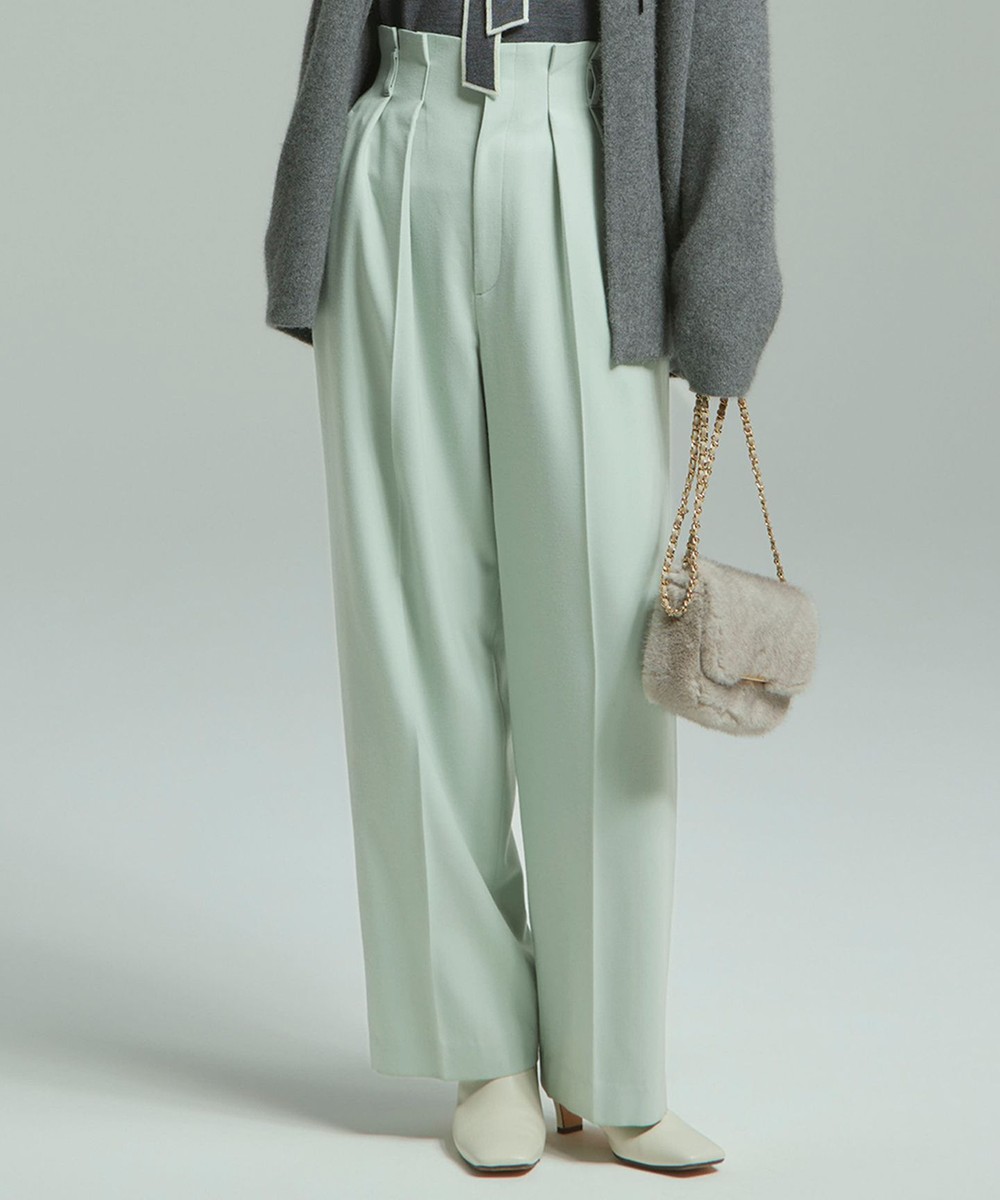 【オンワード】 23区>パンツ ナチュラルストレッチサキソニー タック ワイドパンツ ミント 40 レディース 【オンワード】 23区>パンツ ナチュラルストレッチサキソニー タック ワイドパンツ ミント 40 レディース