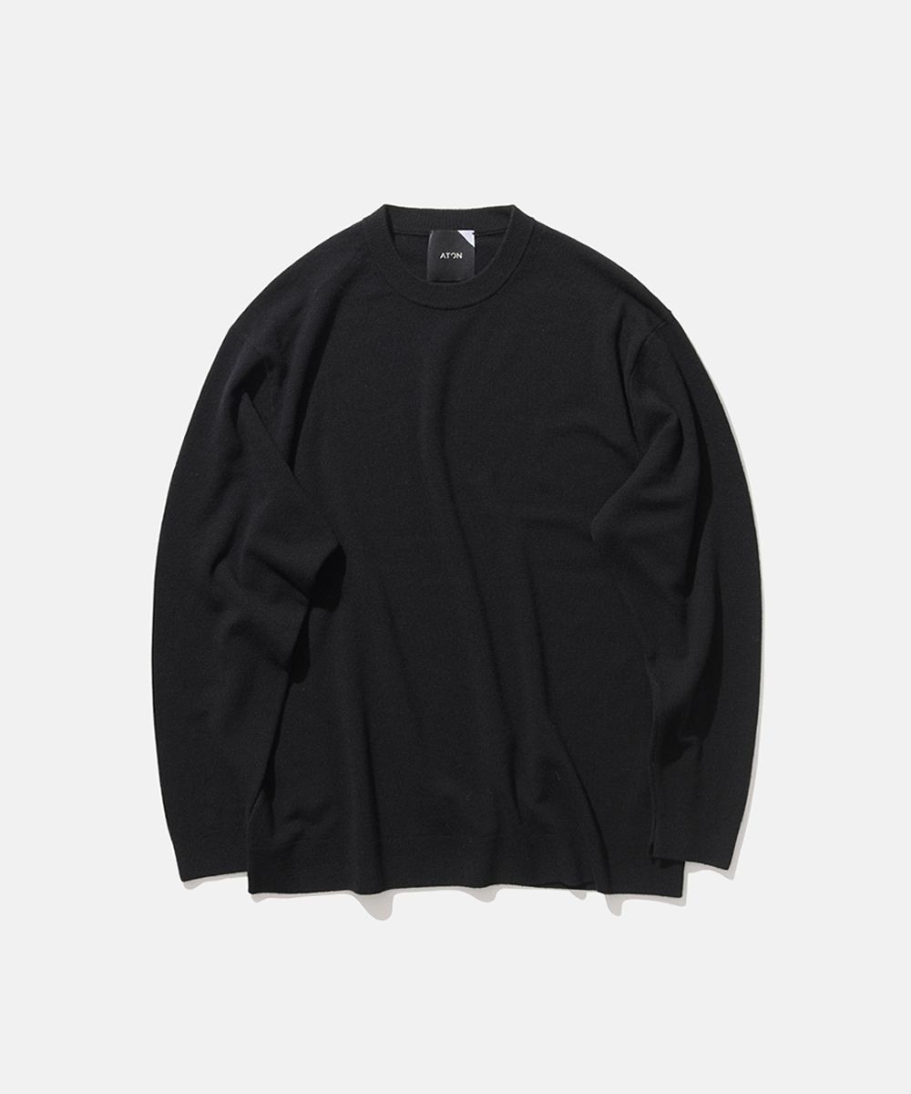 【オンワード】 ATON>トップス MAT WOOL クルーネックセーター - UNISEX BLACK 06 レディース 【送料無料】