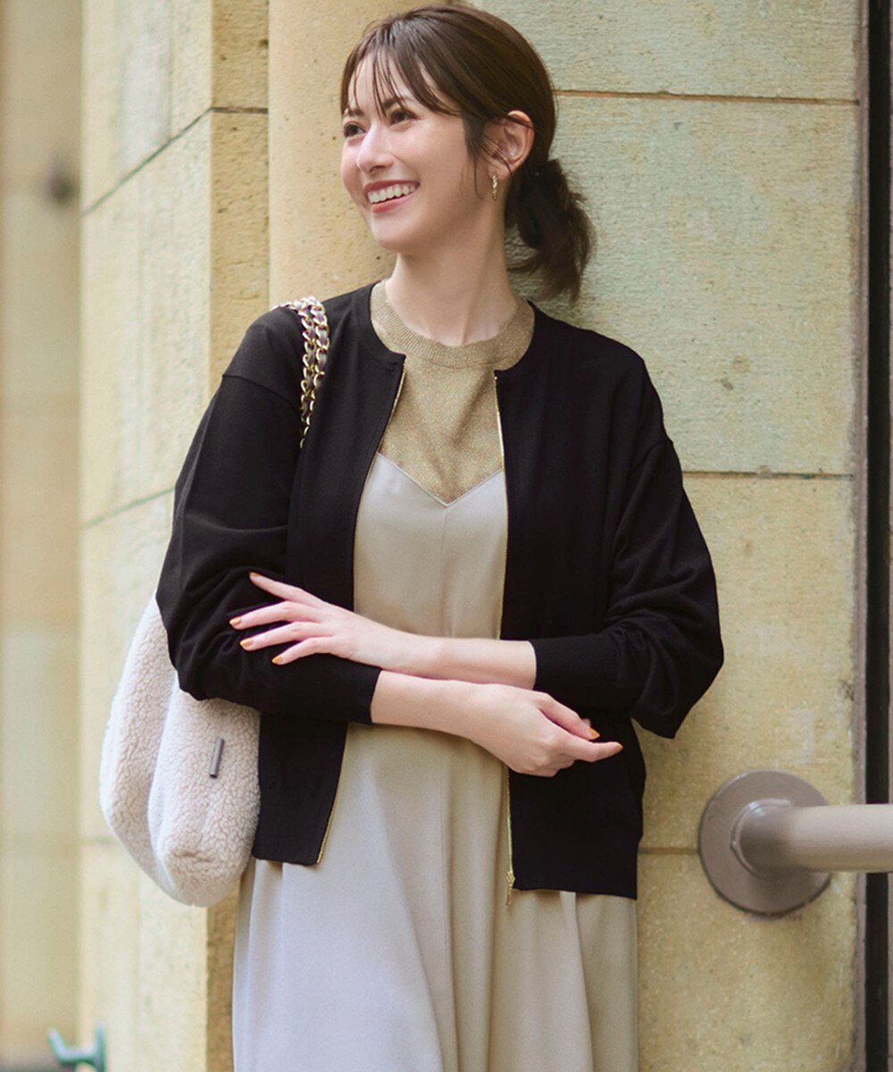 【オンワード】 23区 L(大きいサイズ)>トップス 【洗える】オータムシャイニー ニット ブルゾン ブラック 46 レディース 【オンワード】 23区 L(大きいサイズ)>トップス 【洗える】オータムシャイニー ニット ブルゾン ブラック 46 レディース