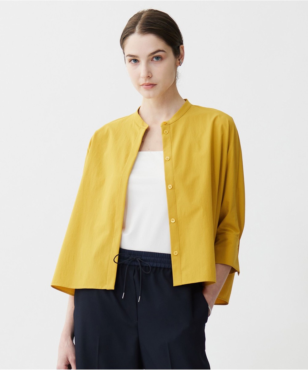 【オンワード】 ICB>トップス 【接触冷感・UVカット・洗える】ヴィンテージスパンブロード バンドカラーシャツ マスタード 4 レディース 【オンワード】 ICB>トップス 【接触冷感・UVカット・洗える】ヴィンテージスパンブロード バンドカラーシャツ マスタード 4 レディース